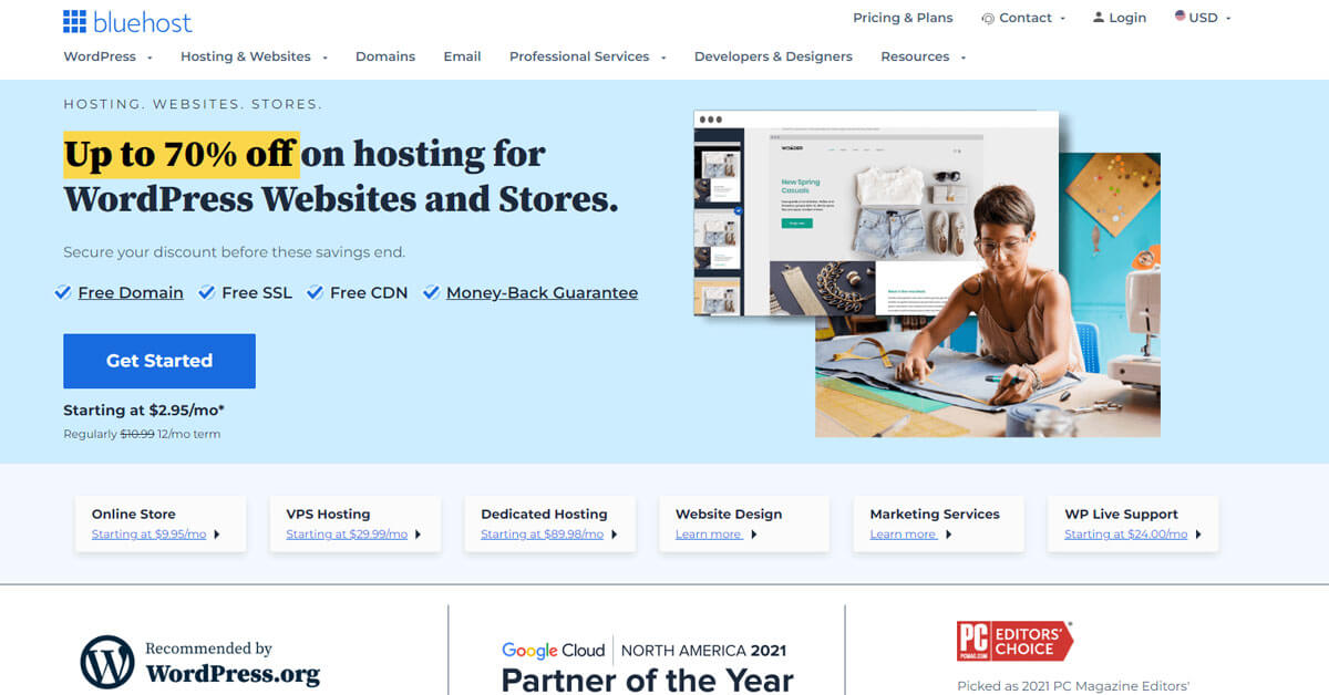 BlueHost Hosting Review : Harga, Fitur, Performa
