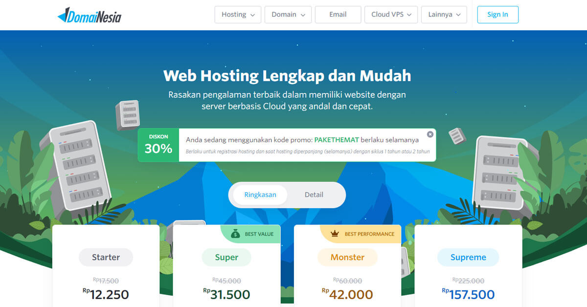 DomaiNesia Hosting Review : Harga, Fitur, Performa