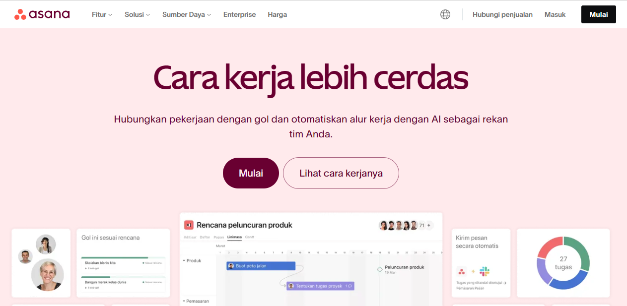 contoh landing page dari Asana