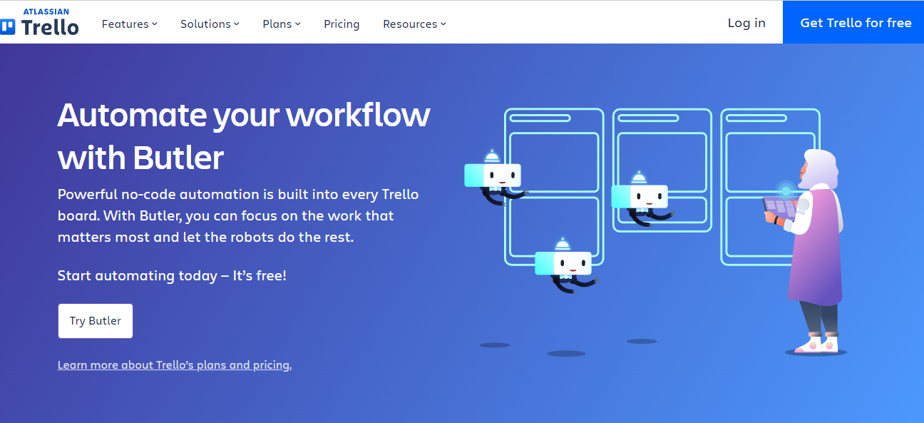 contoh landing page dari Trello