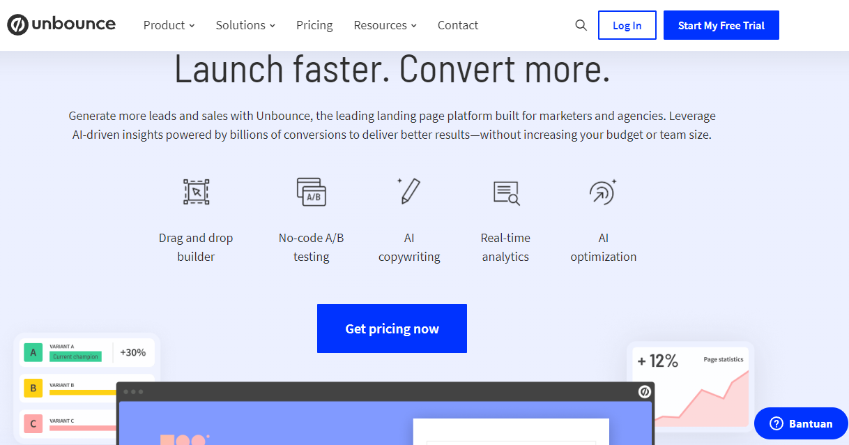 contoh landing page dari Unbounce