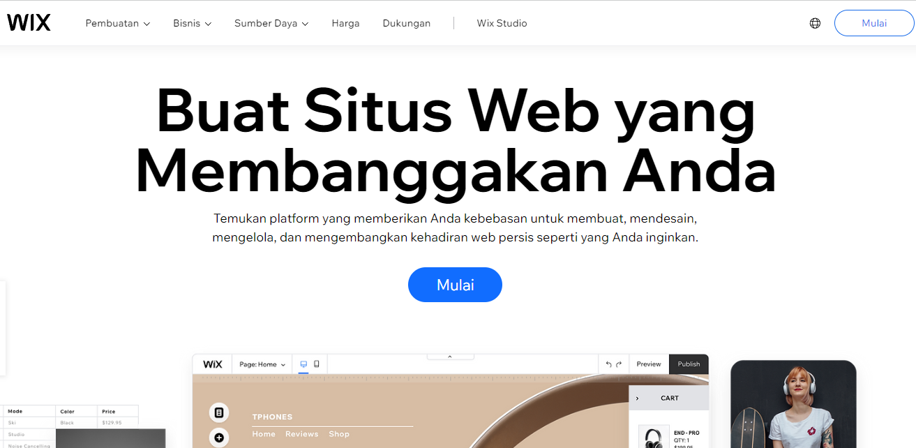 contoh landing page dari Wix