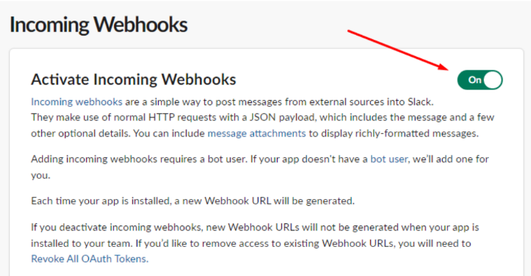 Activate Incoming Webhooks